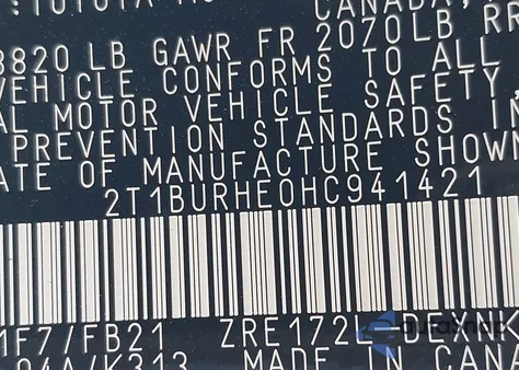 2017 Toyota Corolla Le из США, поврежденный, VIN 2T1BURHE0HC941421